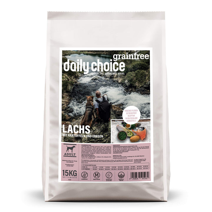 grainfree - 15 kg - Trockenfutter für Hunde - getreidefrei - Lachs mit Kartoffeln und Erbsen - Monop