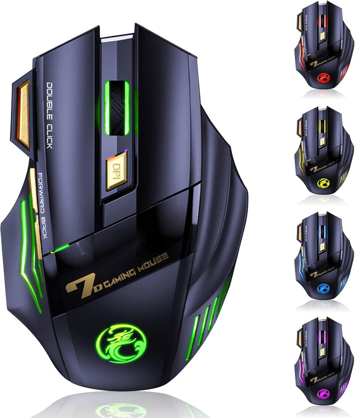 VEGCOO C8 Wireless Gaming Maus, wiederaufladbare Silent Click Gaming Maus mit 2.4G USB-Empfänger, 3