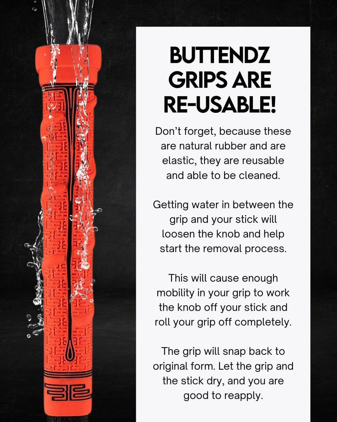 Buttendz Future Ersatz-Hockeygriff aus Gummi, Step-Down-Knauf, zweistufiger Spielerknauf mit Drehwir
