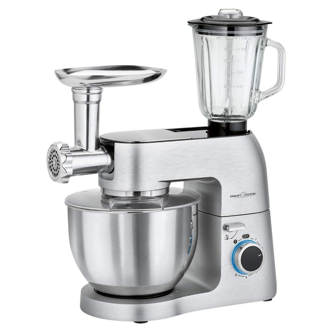 ProfiCook Knetmaschine PC-KM 1189 3in1, Mixer und Fleischwolf in Einem, massives Alu-Druckguss-Gehäu
