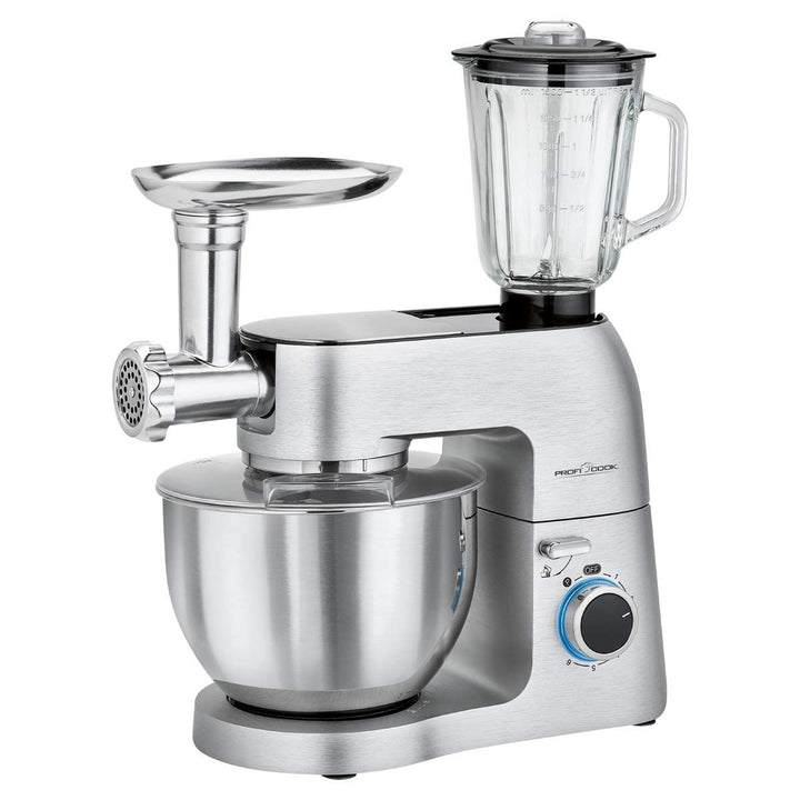 ProfiCook Knetmaschine PC-KM 1189 3in1, Mixer und Fleischwolf in Einem, massives Alu-Druckguss-Gehäu