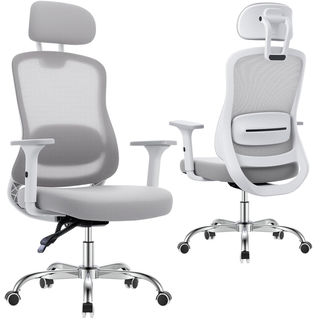 naspaluro 150kg Bürostuhl Ergonomisch Netzbezug 3D Armlehnen | Neigbare Rückenlehne mit Kopfstütze,