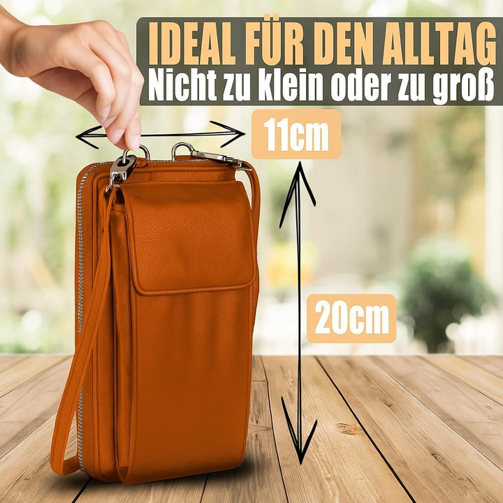 FLEXIBILITE® Handytasche zum Umhängen Braun aus echtem Leder I EXTRA leicht 220 g mit RFID I Handy P
