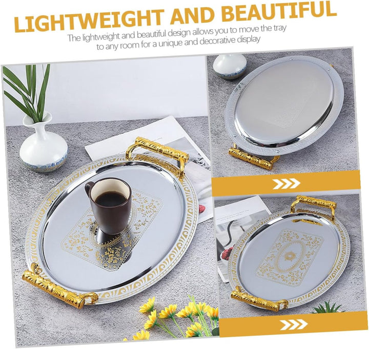 TOYANDONA Oval Serviertablett aus Edelstahl für Küche und Haushalt Speiseteller als Accessoire für G
