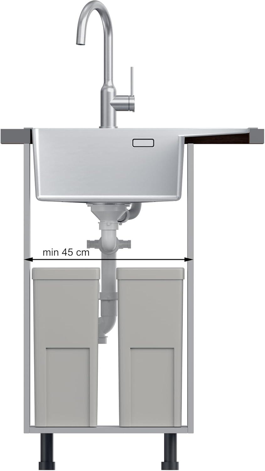 QUADRON | RUSSEL 116 | Einbeckenspüle | Masse: 62 x 48 x 20 cm | Passt in eine Schrankbreite: 45 cm