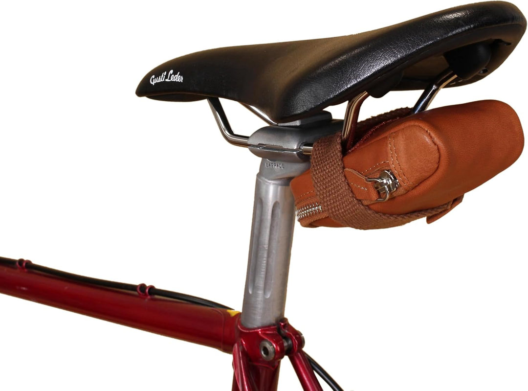 Gusti Satteltasche Leder- UDO B. Schlauchtasche mit wasserfestem Fahrradtasche für Werkzeug Ledertas