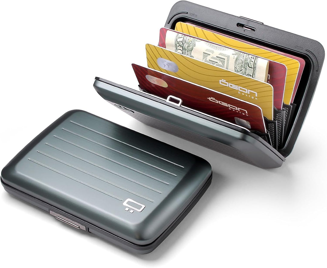 OGON Aluminium Geldbörse Smart Case V2 - Einfache Lagerung - Metallverschluss - Kartenetui mit RFID-