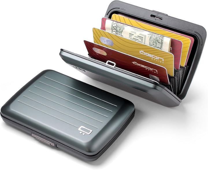 OGON Aluminium Geldbörse Smart Case V2 - Einfache Lagerung - Metallverschluss - Kartenetui mit RFID-