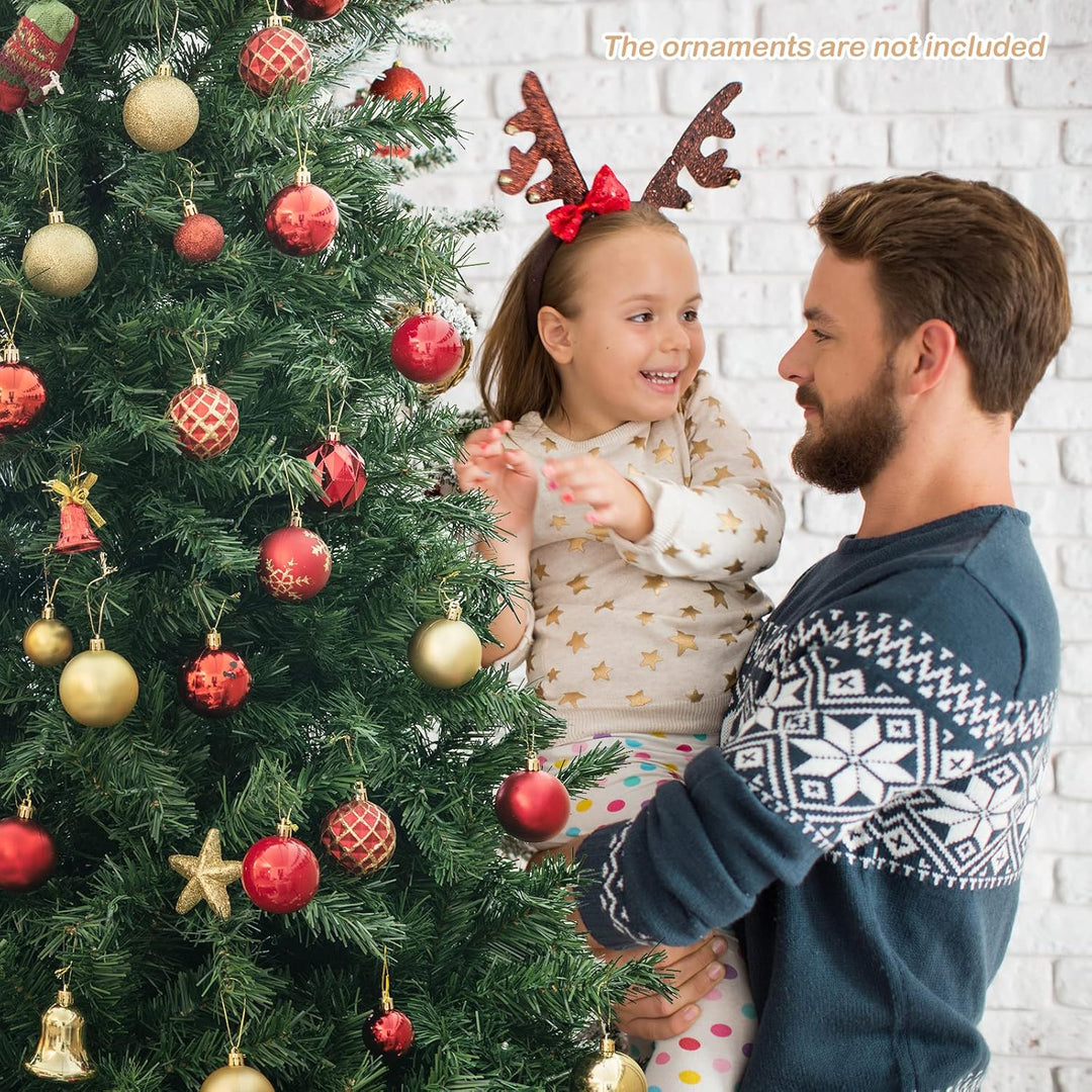 COSTWAY 180cm/210cm Künstlicher Weihnachtsbaum, Beleuchteter Tannenbaum mit farbigen LEDs & Metallst