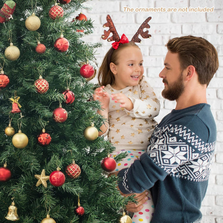 COSTWAY 180cm/210cm Künstlicher Weihnachtsbaum, Beleuchteter Tannenbaum mit farbigen LEDs & Metallst
