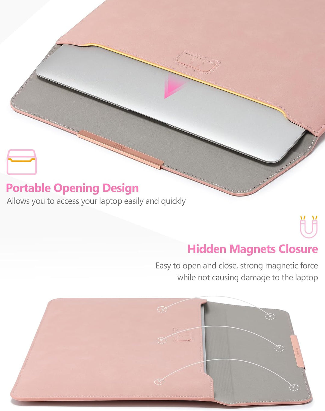 HYZUO 13 Zoll Laptop Hülle Tasche mit Ständer für MacBook Air 13 M5 A3449 M4 M3 M2 M1 2026-2018, Mac