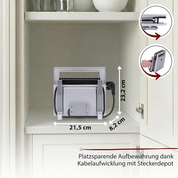 Cloer 6219 Sandwichmaker, 900 W für 2 diagonal geteilte Toasts, optische Fertigmeldung, silber Silbe
