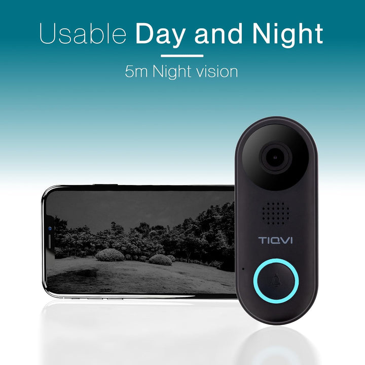 Smart Video-Türklingel, WiFi, Full HD 1080P, Bewegungsdetektion, 2-Wege-Audio, Nachtsicht, Inklusive