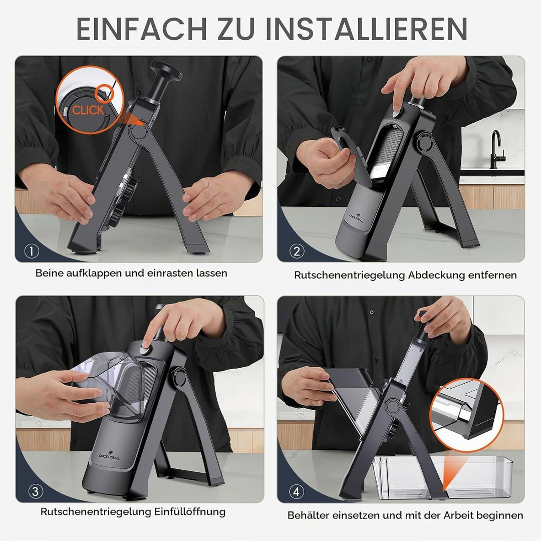 ONCE FOR ALL Gemüseschneider mit Auffangbecken, Gemüsehobel ideal als Pommesschneider &amp; Kartoffelsch