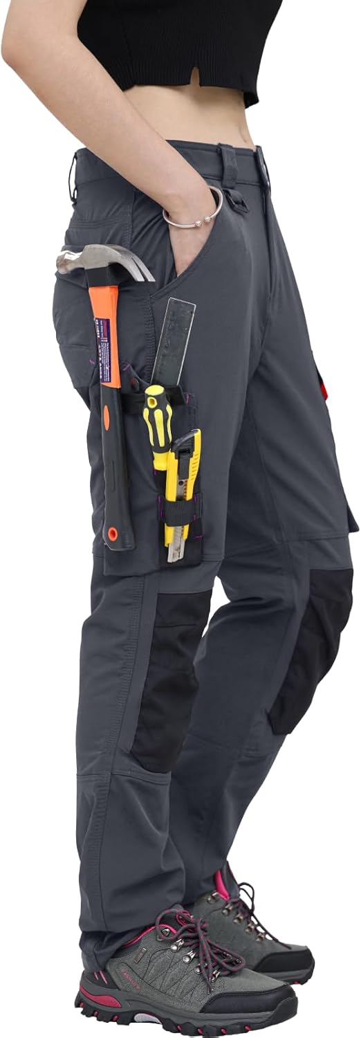 WORK IDEA Damen Slim-Fit Stretch Arbeitshose: Kritische Stoffbereiche aus Cordura – strapazierfähige