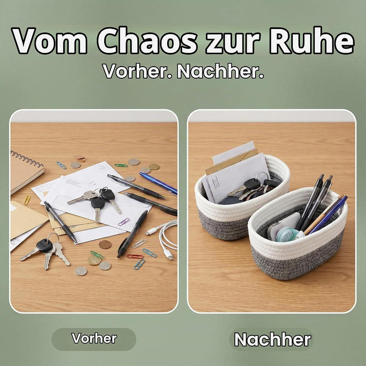 4 Stück Aufbewahrungskorb Geflochten Baumwollseil,Stapelbare Speicher Storage Basket,Stapelbare Korb