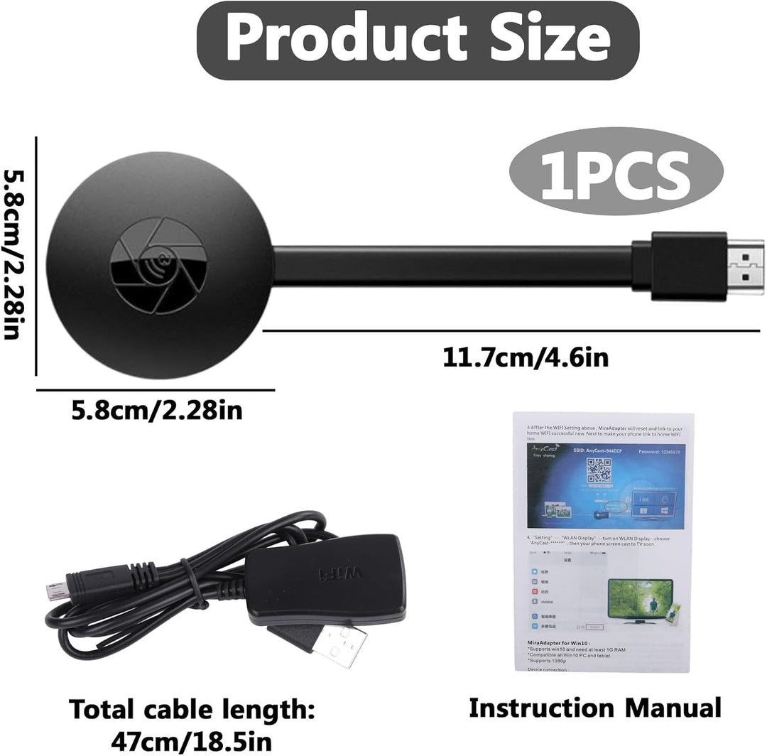 Wireless HDMI Dongle TV, 1080P Wireless Display Adapter HDMI Bluetooth Stick für Chromecast/Miracast