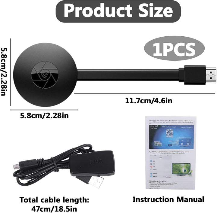 Wireless HDMI Dongle TV, 1080P Wireless Display Adapter HDMI Bluetooth Stick für Chromecast/Miracast