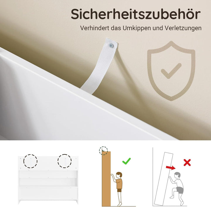 SoBuy Bücherregal Kinder Kinderregal Montessori mit 3 Ablagefächern und Spielzeug Aufbewahrung Regal
