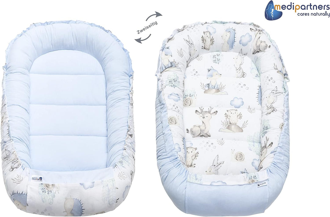 Medi Partners Babynest Kuschelnest Babynestchen 100% Baumwolle Nestchen Reisebett für Babys Säugling