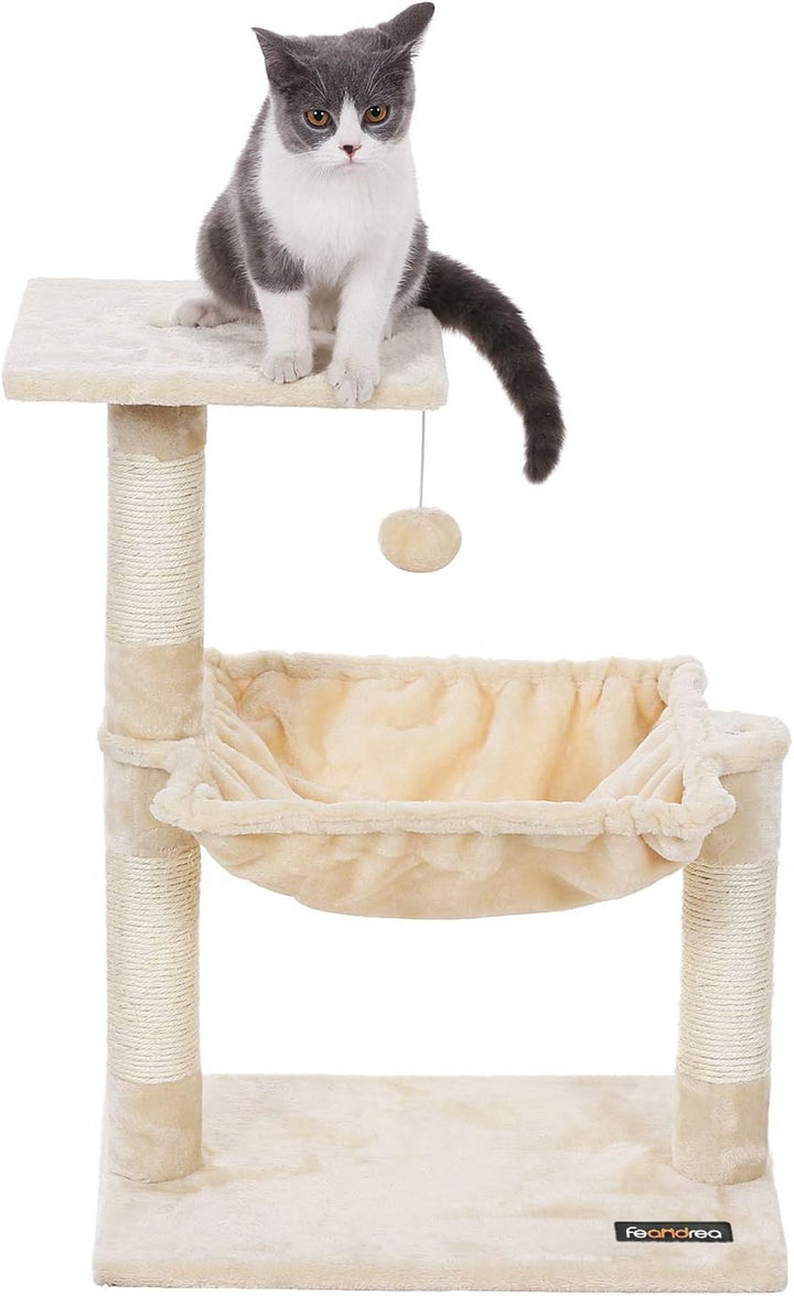 Feandrea Kletterbaum Kratzbaum mit Liegemulde 70 cm PCT82M Beige 50L x 50B x 70H cm, Beige 50L x 50B