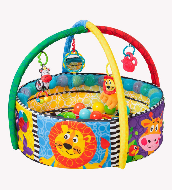 Playgro 0184007 4in1 Erlebnis-Bällebad und Spielmatte, mehrfarbig