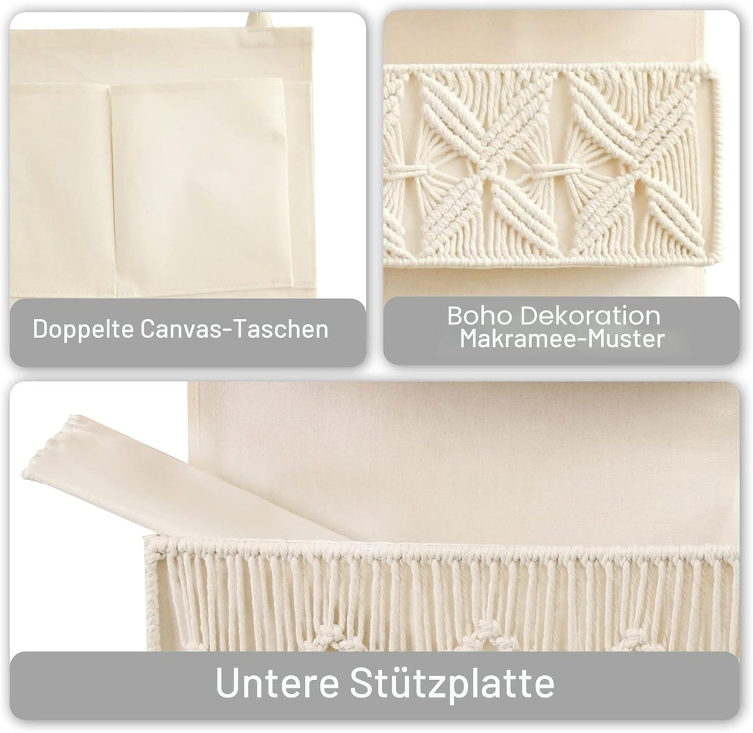 FEILANDUO Organizer zum Aufhängen über der Tür, Boho-Dekoration, Makramee, gewebte Aufbewahrungskörb