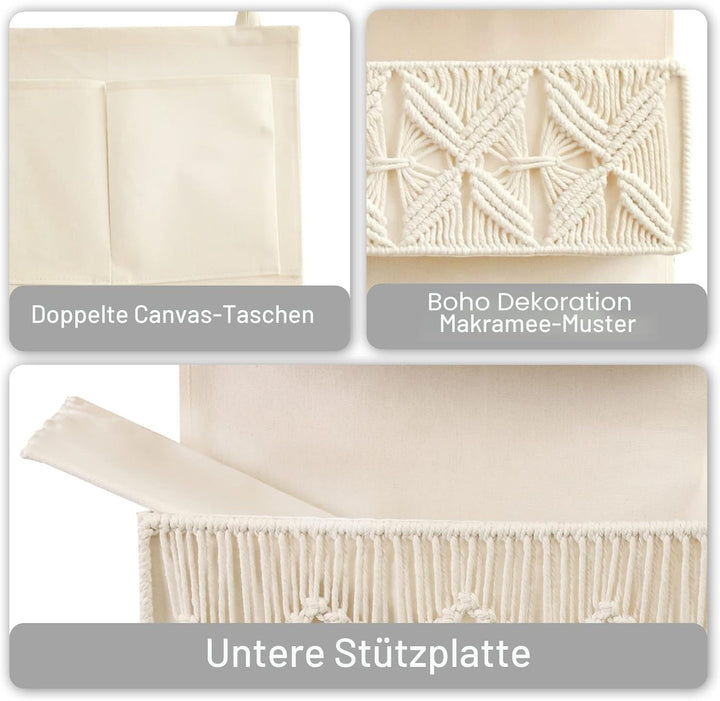 FEILANDUO Organizer zum Aufhängen über der Tür, Boho-Dekoration, Makramee, gewebte Aufbewahrungskörb