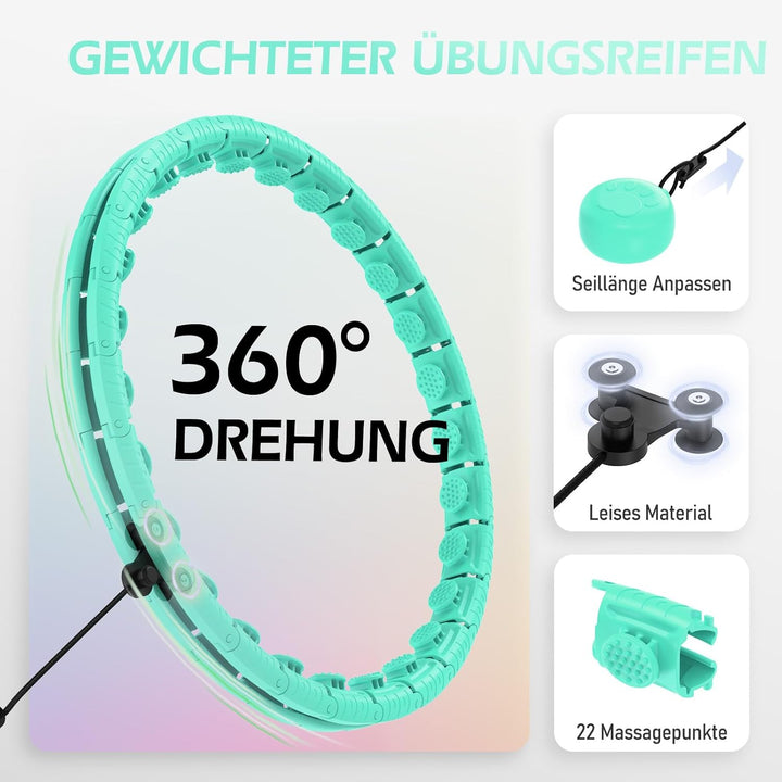 JLoibao Smart Hula Hoop Reifen Erwachsene Zum Abnehmen, 24-Stufiger Infinity Hula-Hoop (77-132cm) Mi