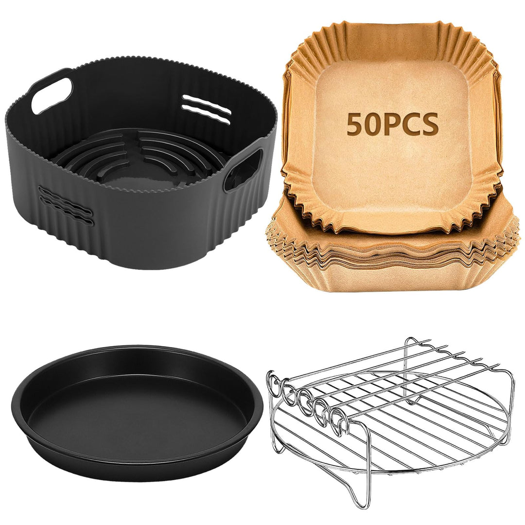 4PCS 22CM Heissluftfritteuse Zubehör - Airfryer Zubehör für Ninja AF180EU Max Pro 6,2 L, COSORI 5,5L