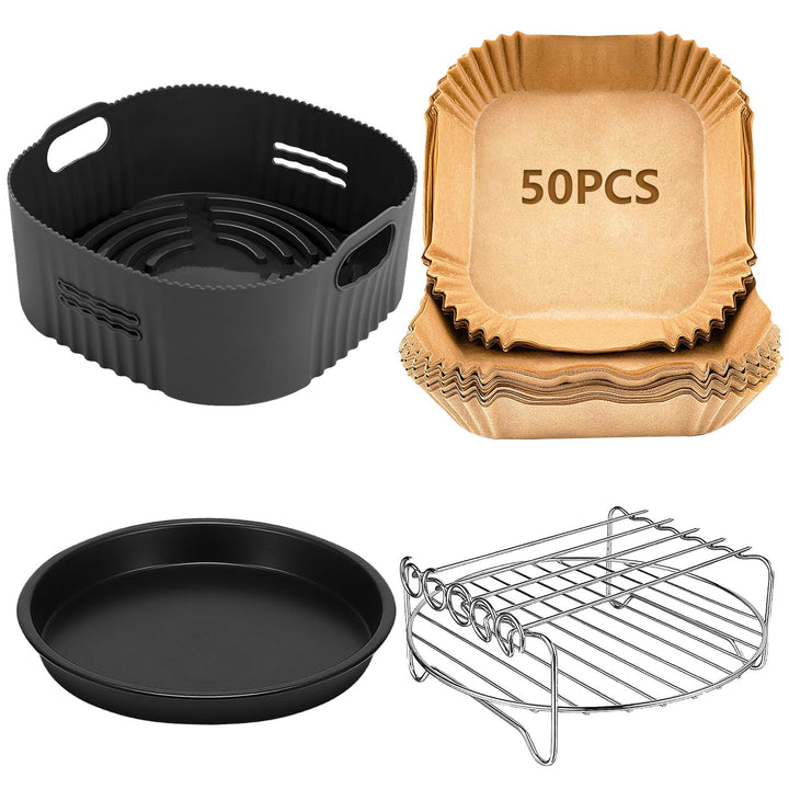 4PCS 22CM Heissluftfritteuse Zubehör - Airfryer Zubehör für Ninja AF180EU Max Pro 6,2 L, COSORI 5,5L
