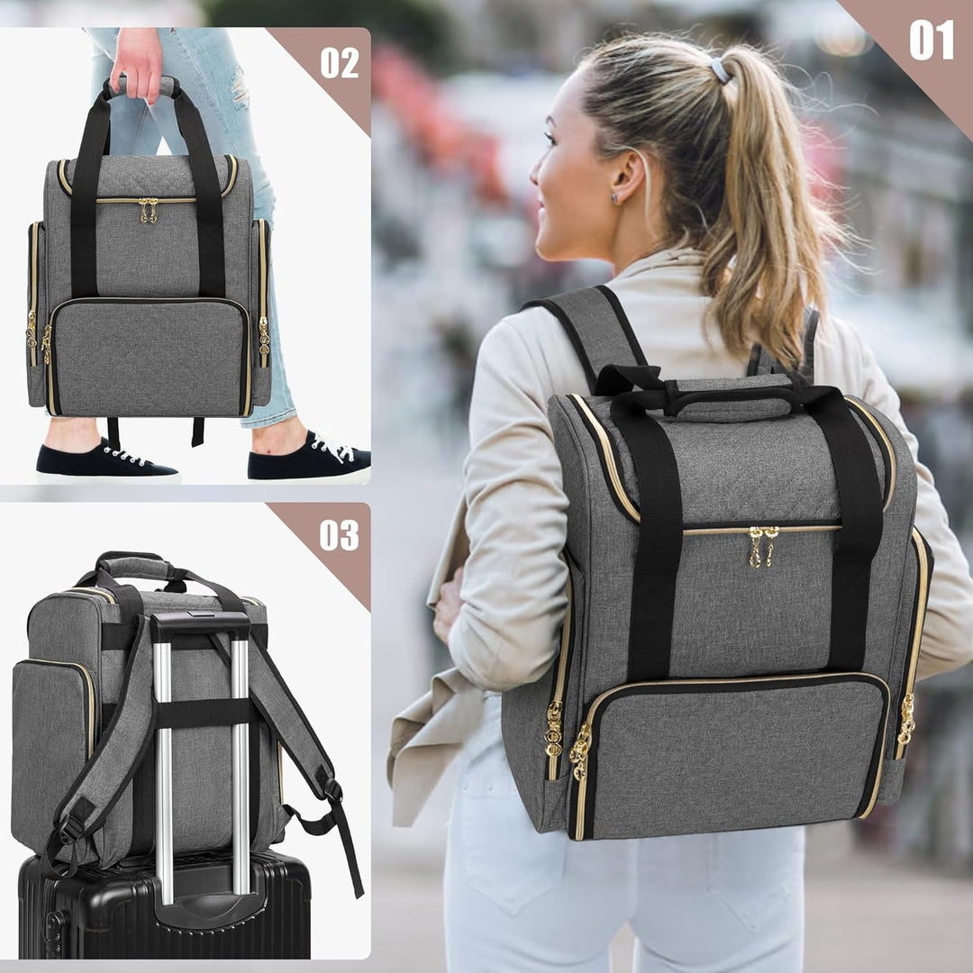 Luxja Make Up Rucksack für Kosmetika Grau, Grau