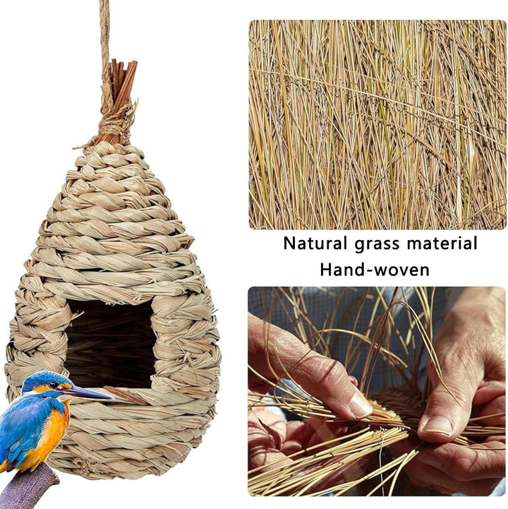 Vogelnest Gras, 2 Stück Gras Bird Nest, Handgewebte Vogelhäuser, Verschleissfest Hängender Vogelnest