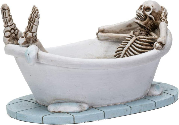 Skelett Figur in Badewanne 12 cm - Witziges Geschenk Gothic Fantasy Deko Totenkopf
