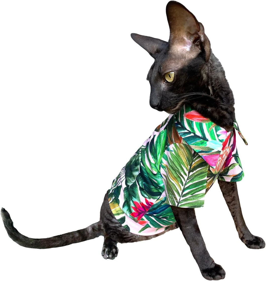 Hawaiian T-Shirt fьr Sphynx und nackte Katzen, Grцяe M Medium Hawaiian Green, Medium Hawaiian Green