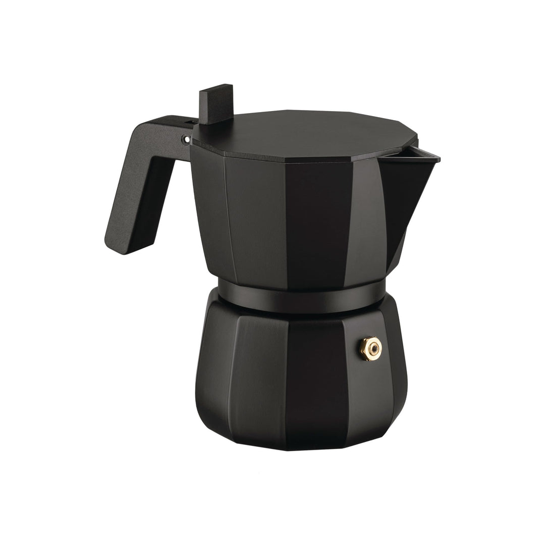 Alessi Moka DC06/3 B - Design Espressokocher aus Gussaluminium, Griff und Knopf aus PA, Schwarz, 3 T
