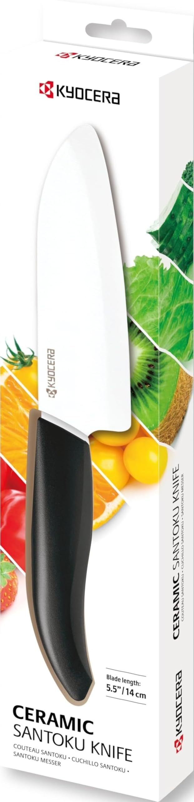 Kyocera Santoku Messer aus bruchfesterer, korrosionsfreier Zirkonia-Hochleistungskeramik (Z206). Ext