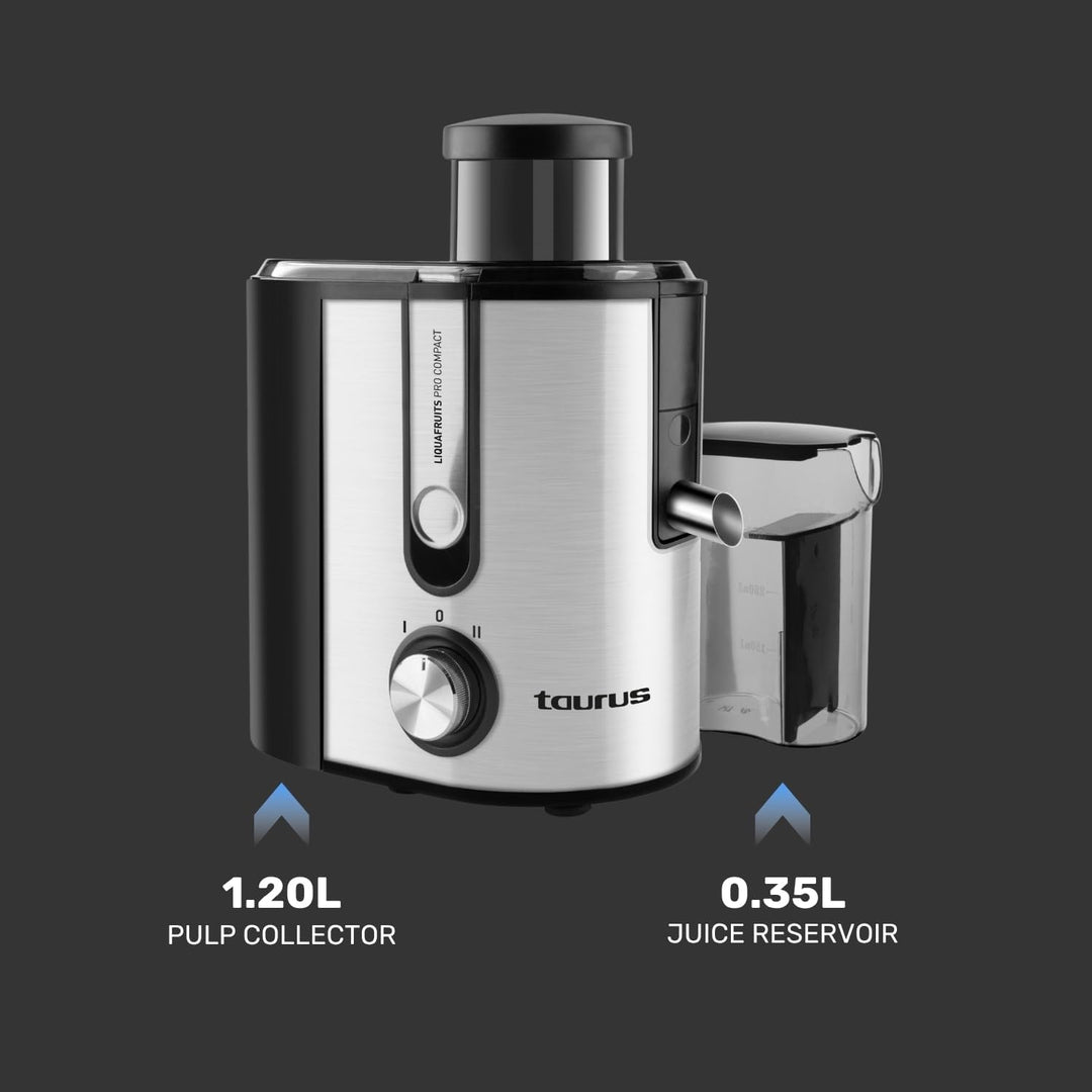 Taurus - Liquafruits Pro Compact Entsafter | 600W | Einlass 65 mm | Abnehmbarer Edelstahlfilter | 2