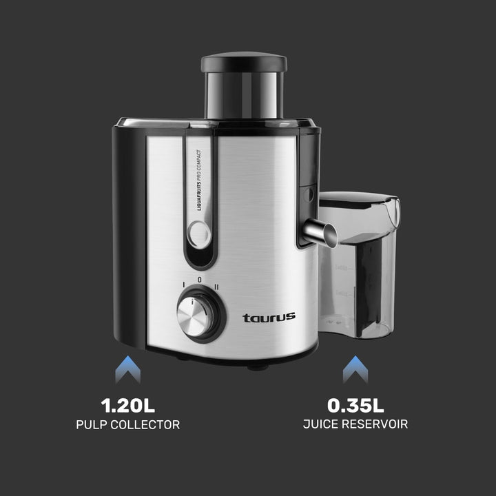 Taurus - Liquafruits Pro Compact Entsafter | 600W | Einlass 65 mm | Abnehmbarer Edelstahlfilter | 2
