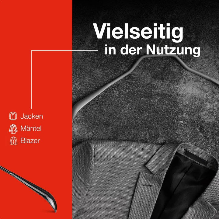 MAWA Kleiderbügel, 10 Stück, körpergeformte Metallbügel für Jacken, Mäntel, Blazer und Jacketts, 360