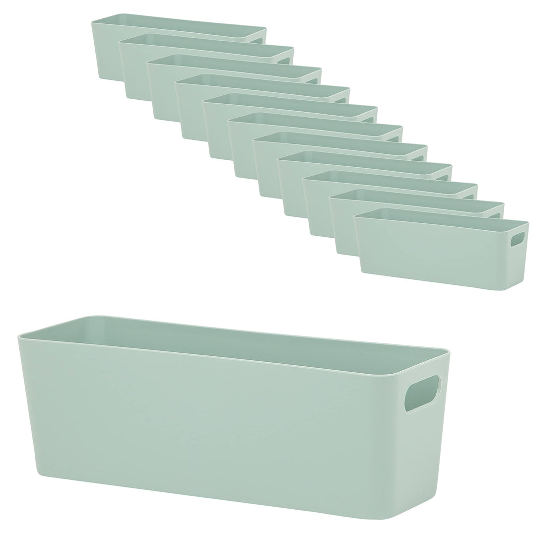 #11 12x Ordnungsboxen - 10 cm hoch - grün - 30x10x10cm - 2 Liter - Ordnungskorb - Schubladenorganize