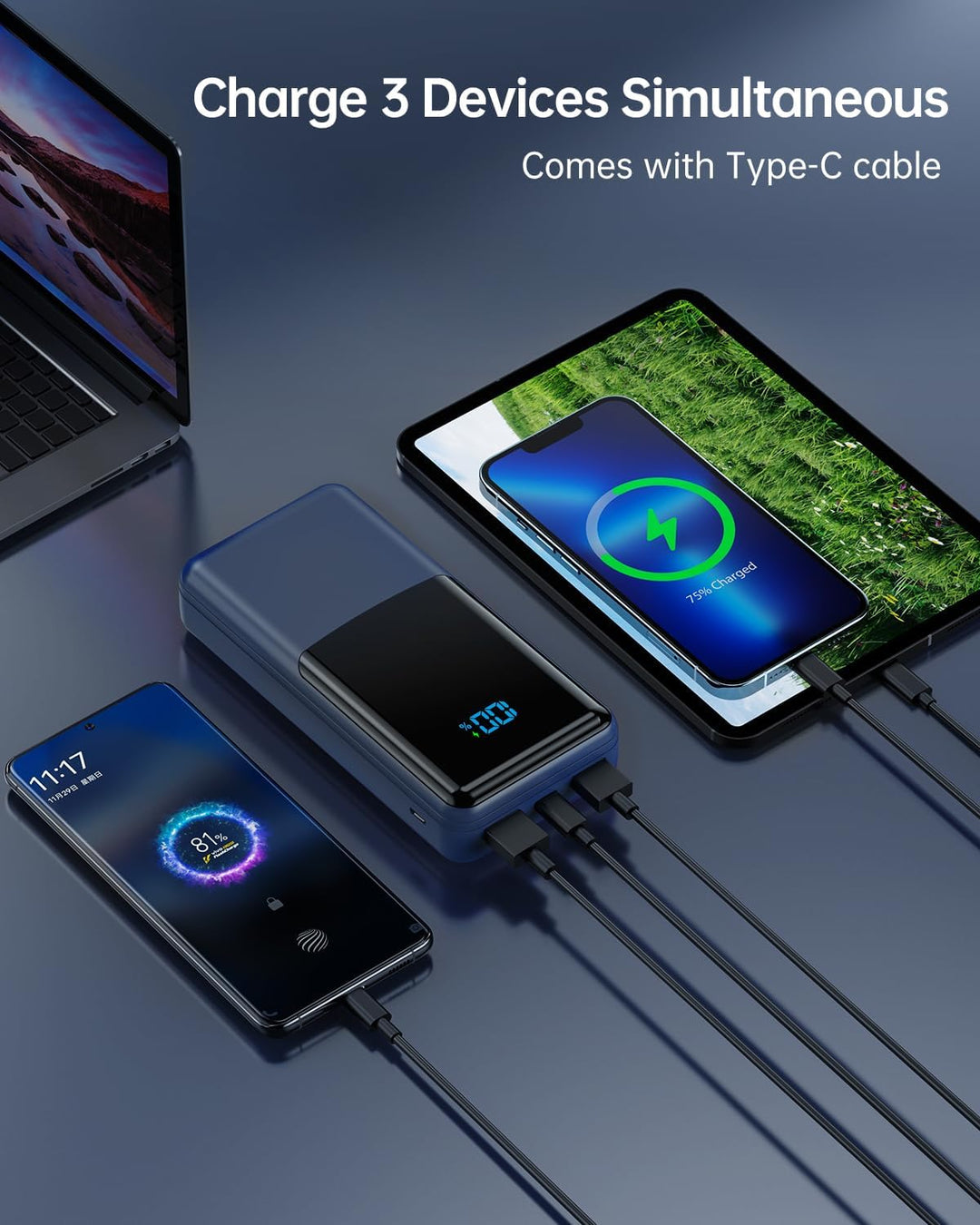 Coblob Power Bank 27000mAh, Powerbank Schnellladefunktion USB C PD 20W Fast Charge, Portable Charger