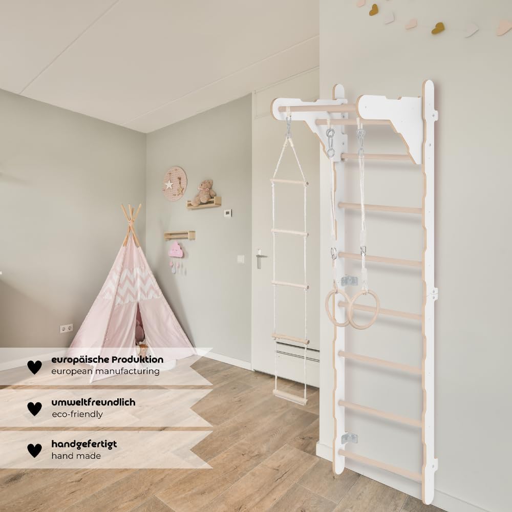 MAMOI® Kletterbogen mit rutsche, Kletterdreieck, Baby Klettern, Klettergerüst aus Holz, Holzbogen fü