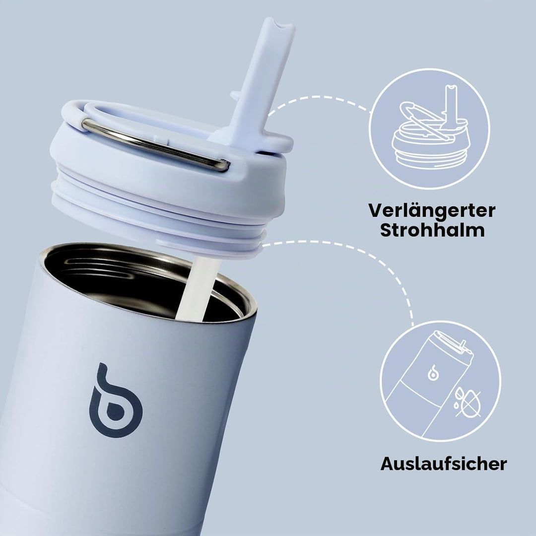 BOTTLE BOTTLE Isolierte Trinkflasche 680 ml(24oz) mit Strohhalm, Deckel und Griff für Sport, Reise,