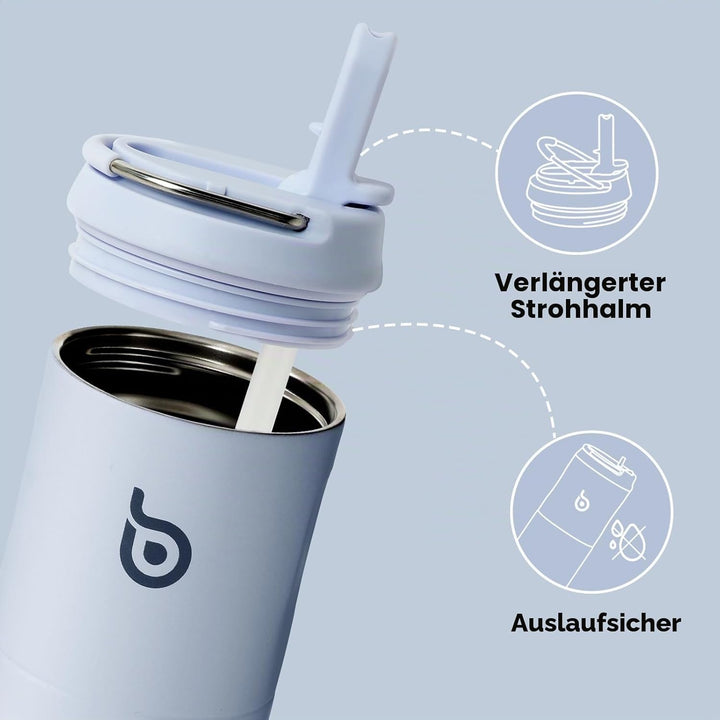 BOTTLE BOTTLE Isolierte Trinkflasche 680 ml(24oz) mit Strohhalm, Deckel und Griff für Sport, Reise,