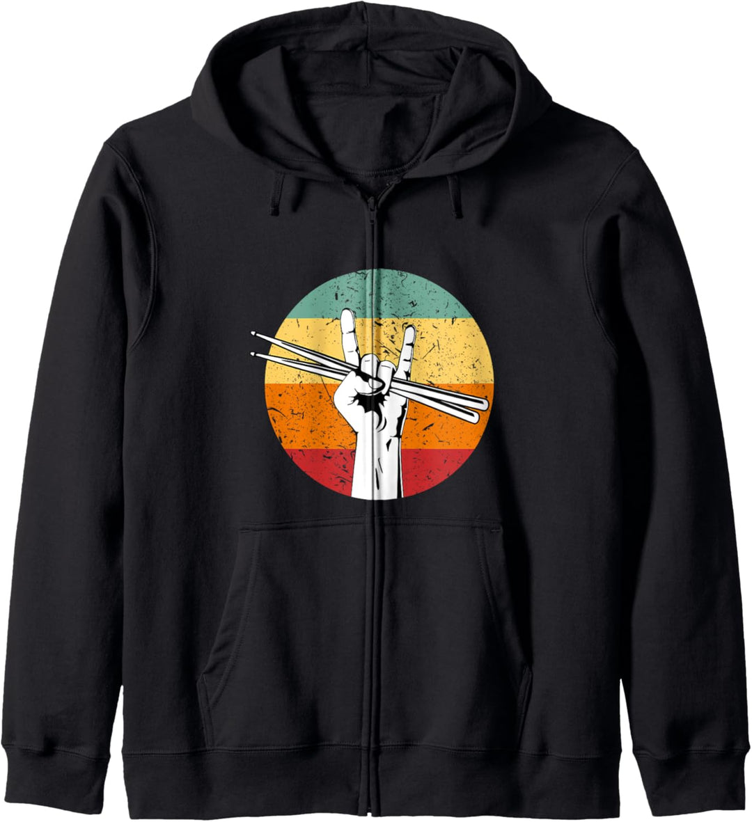 Rock Hand Sign Retro Drumsticks Drum Player Music Kapuzenjacke