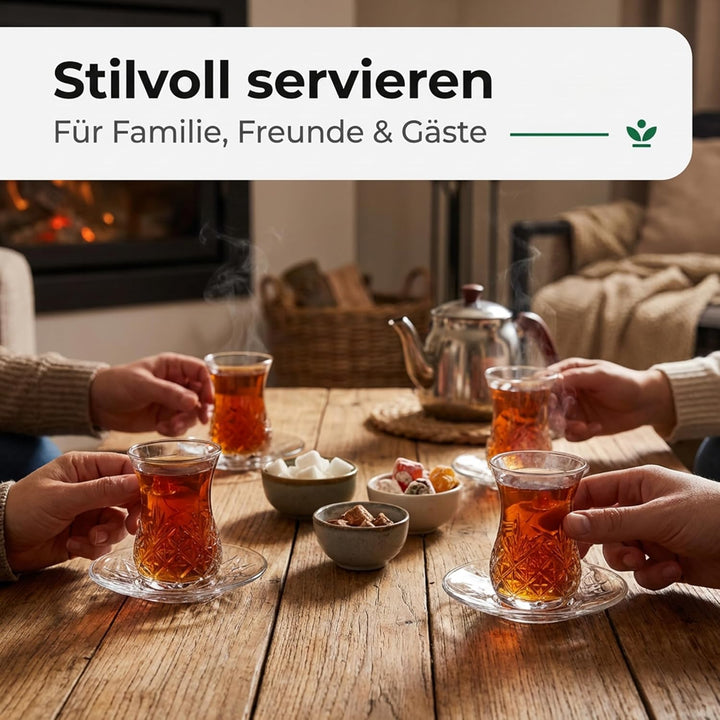 by Pasabahce Timeless Teegläser 170ml, 12er Set, Gläser aus Kristallglas, Facettenschliff, spülmasch
