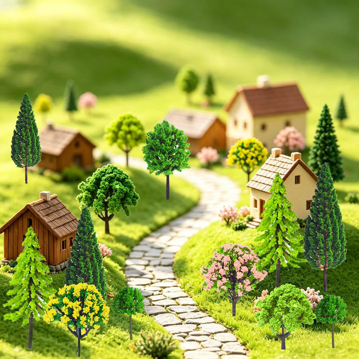 Modellbau Bäume 55 Stück Landschaft Modell Bäume Miniatur Bäume und Büsche Gemischte Architektur Bäu