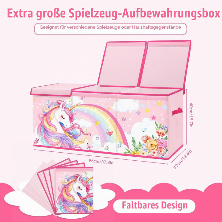 Extra Gross Aufbewahrungsbox mit Deckel Kinder, Zusammenklappbare Oxford-Spielzeugkiste mit Griff fü