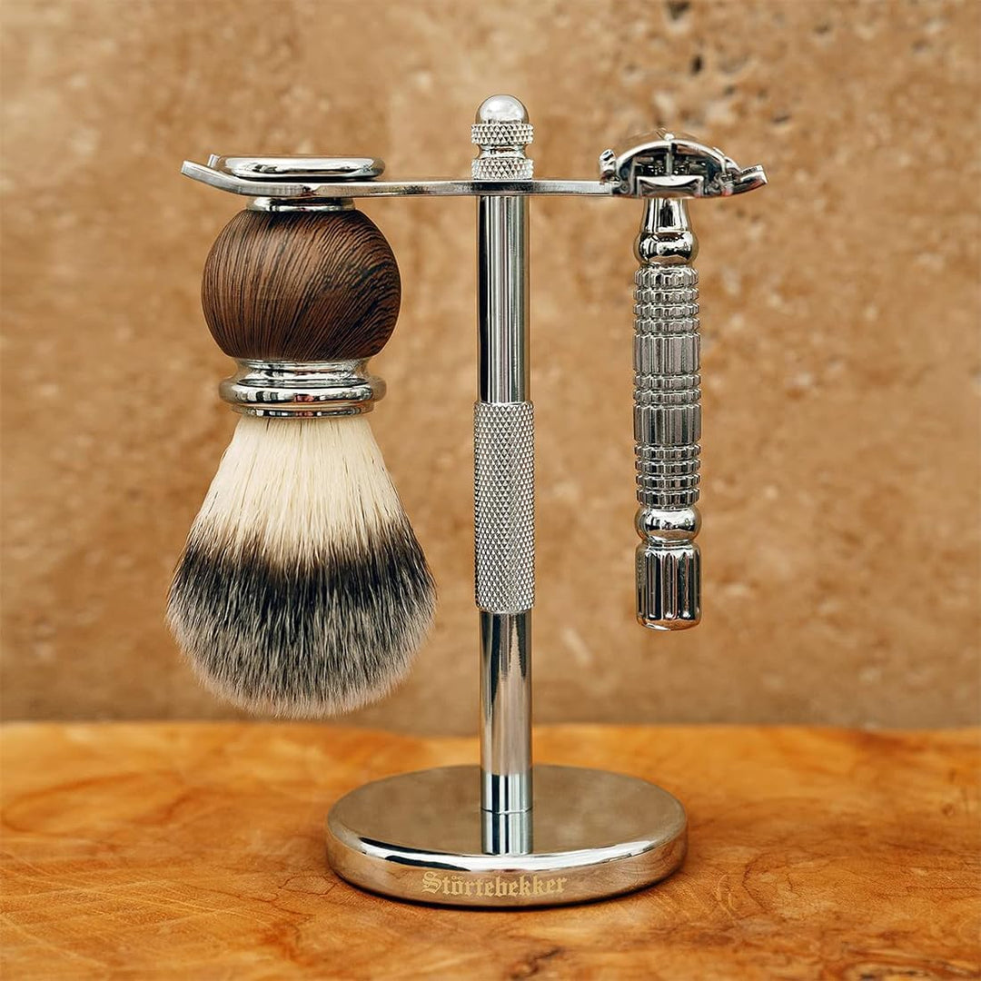 Störtebekker® Premium Rasierständer Set - mit Rasierhobel, Rasierpinsel, Rasierschale und Rasierseif